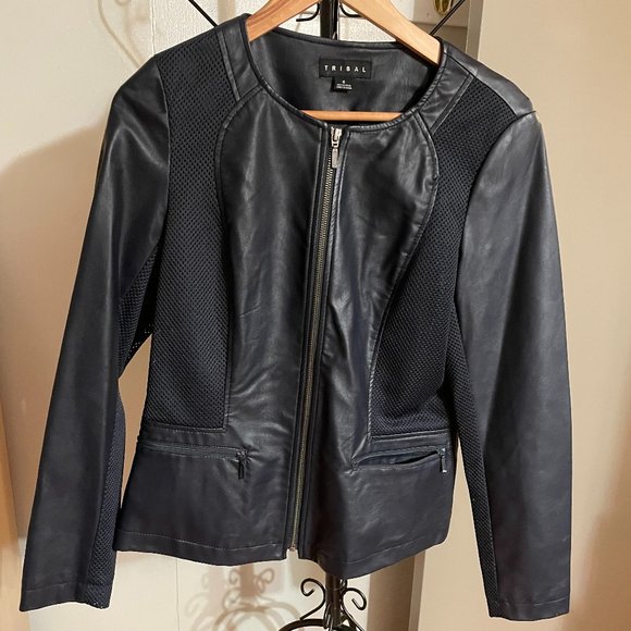 Mission Tribal Face Faux Leather Jacket main image 0